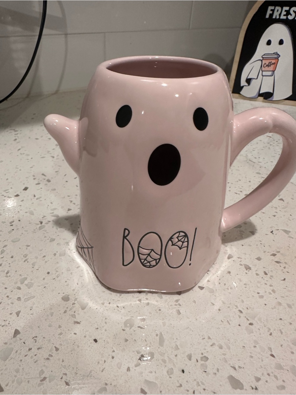 Pink Rae Dunn  'Boo!' Ghost Ceramic Mug - Home Accents